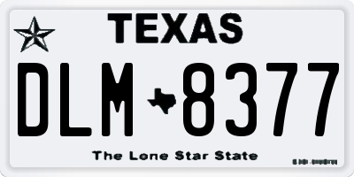 TX license plate DLM8377