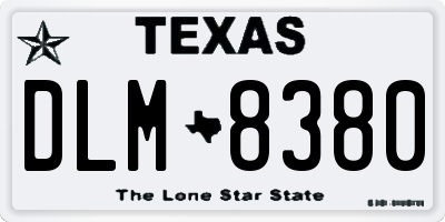 TX license plate DLM8380