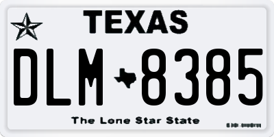 TX license plate DLM8385