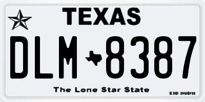 TX license plate DLM8387