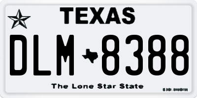 TX license plate DLM8388