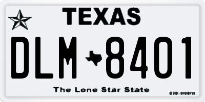 TX license plate DLM8401