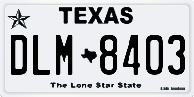 TX license plate DLM8403