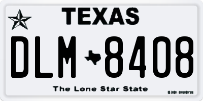 TX license plate DLM8408