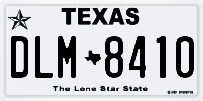 TX license plate DLM8410