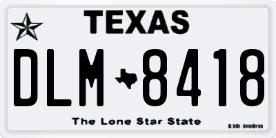 TX license plate DLM8418
