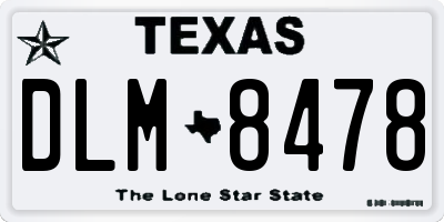 TX license plate DLM8478