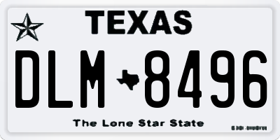 TX license plate DLM8496