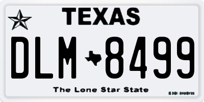 TX license plate DLM8499