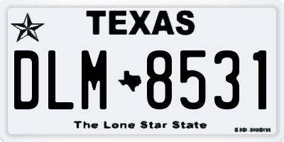 TX license plate DLM8531