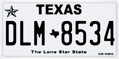 TX license plate DLM8534