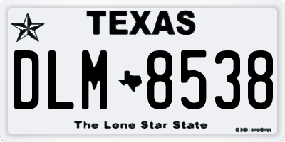TX license plate DLM8538
