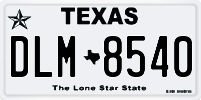 TX license plate DLM8540