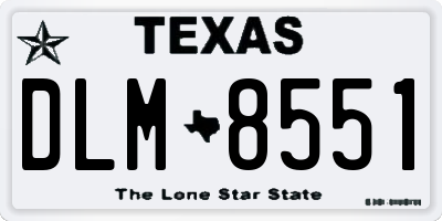 TX license plate DLM8551