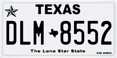 TX license plate DLM8552