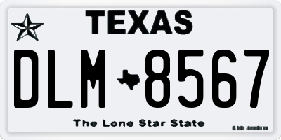TX license plate DLM8567
