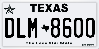 TX license plate DLM8600