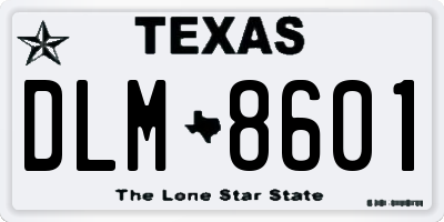 TX license plate DLM8601