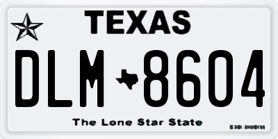 TX license plate DLM8604