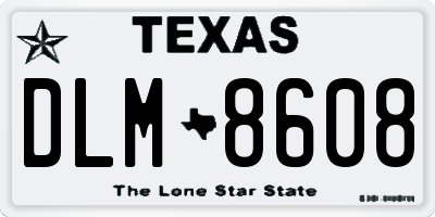TX license plate DLM8608