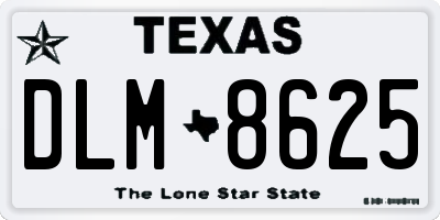 TX license plate DLM8625