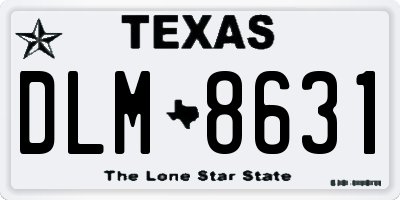 TX license plate DLM8631