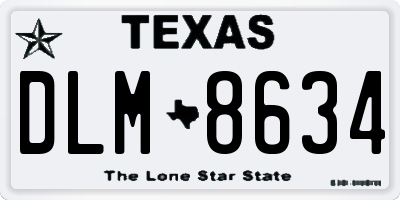 TX license plate DLM8634