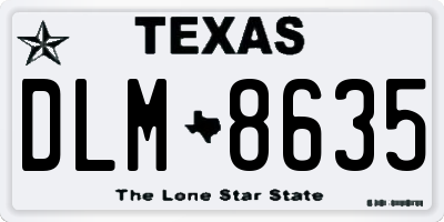 TX license plate DLM8635