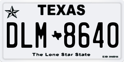 TX license plate DLM8640