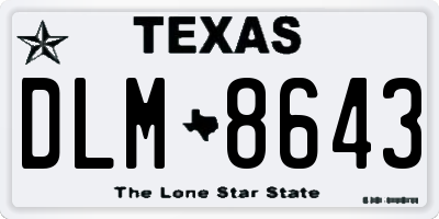 TX license plate DLM8643