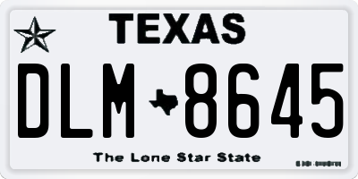 TX license plate DLM8645