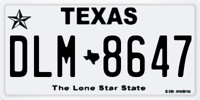 TX license plate DLM8647