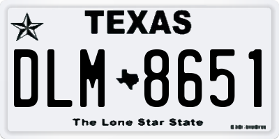 TX license plate DLM8651