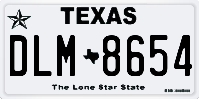 TX license plate DLM8654