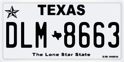 TX license plate DLM8663