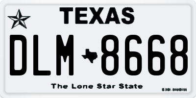 TX license plate DLM8668