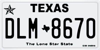 TX license plate DLM8670