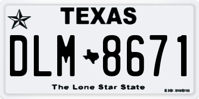 TX license plate DLM8671