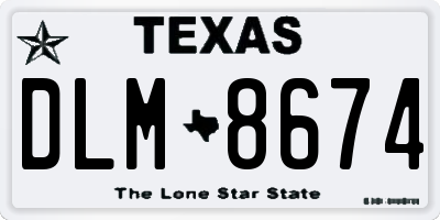TX license plate DLM8674
