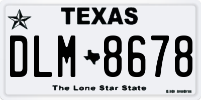 TX license plate DLM8678