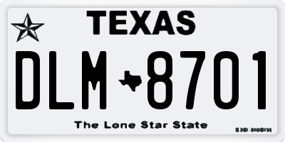 TX license plate DLM8701