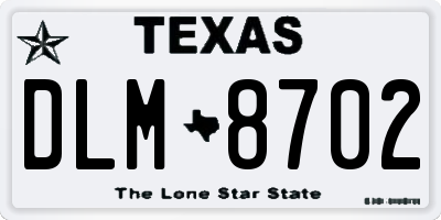 TX license plate DLM8702