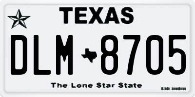 TX license plate DLM8705