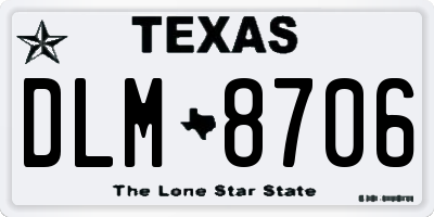 TX license plate DLM8706