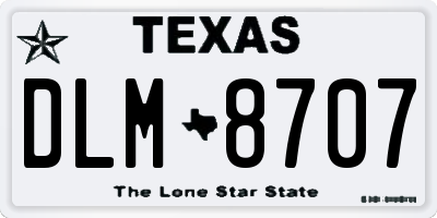 TX license plate DLM8707