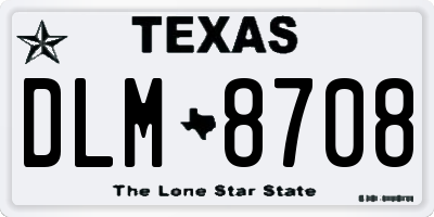 TX license plate DLM8708