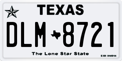 TX license plate DLM8721