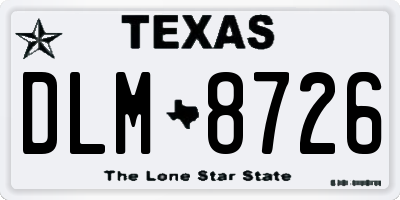 TX license plate DLM8726