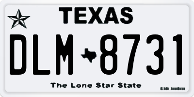 TX license plate DLM8731