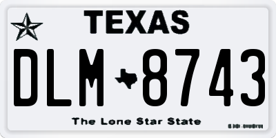 TX license plate DLM8743